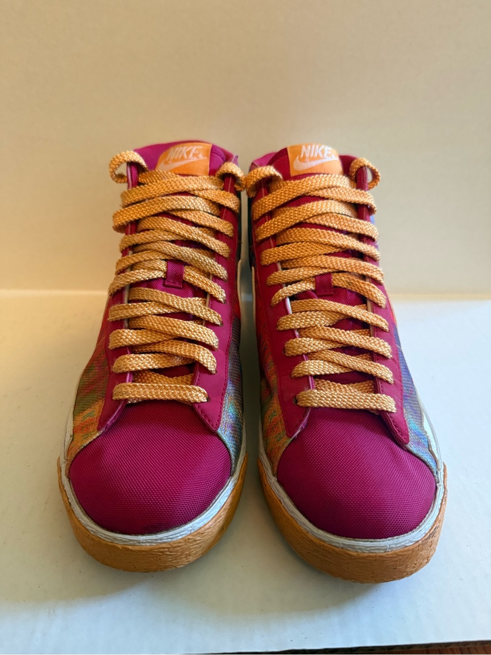 Nike Multicolor High-Top Sneakers with White Swoosh and Orange Accents - Picture 8 of 14